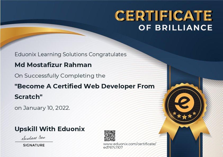 certificate web develop